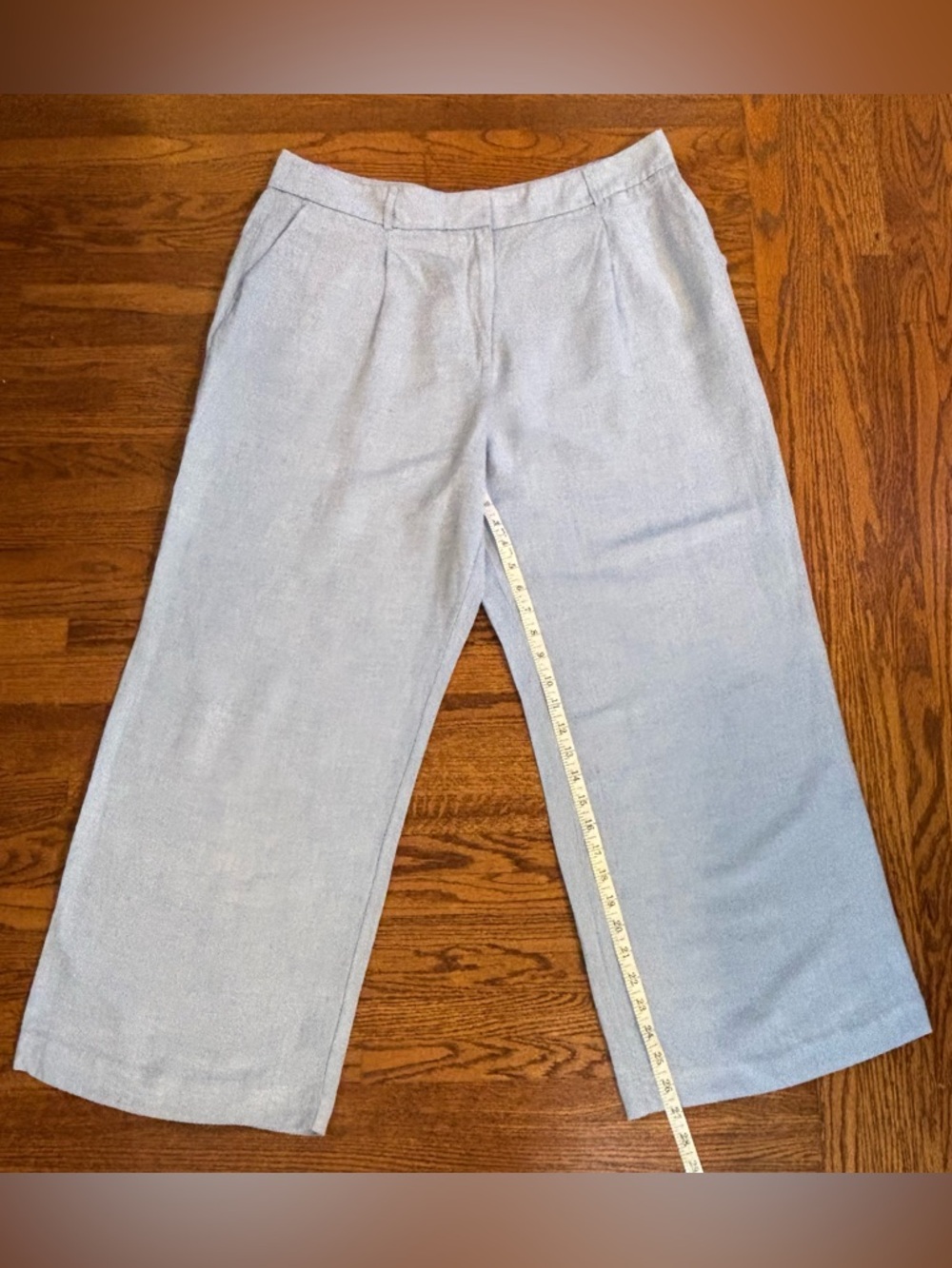 LOFT Light Blue Wide-Leg Linen Pants